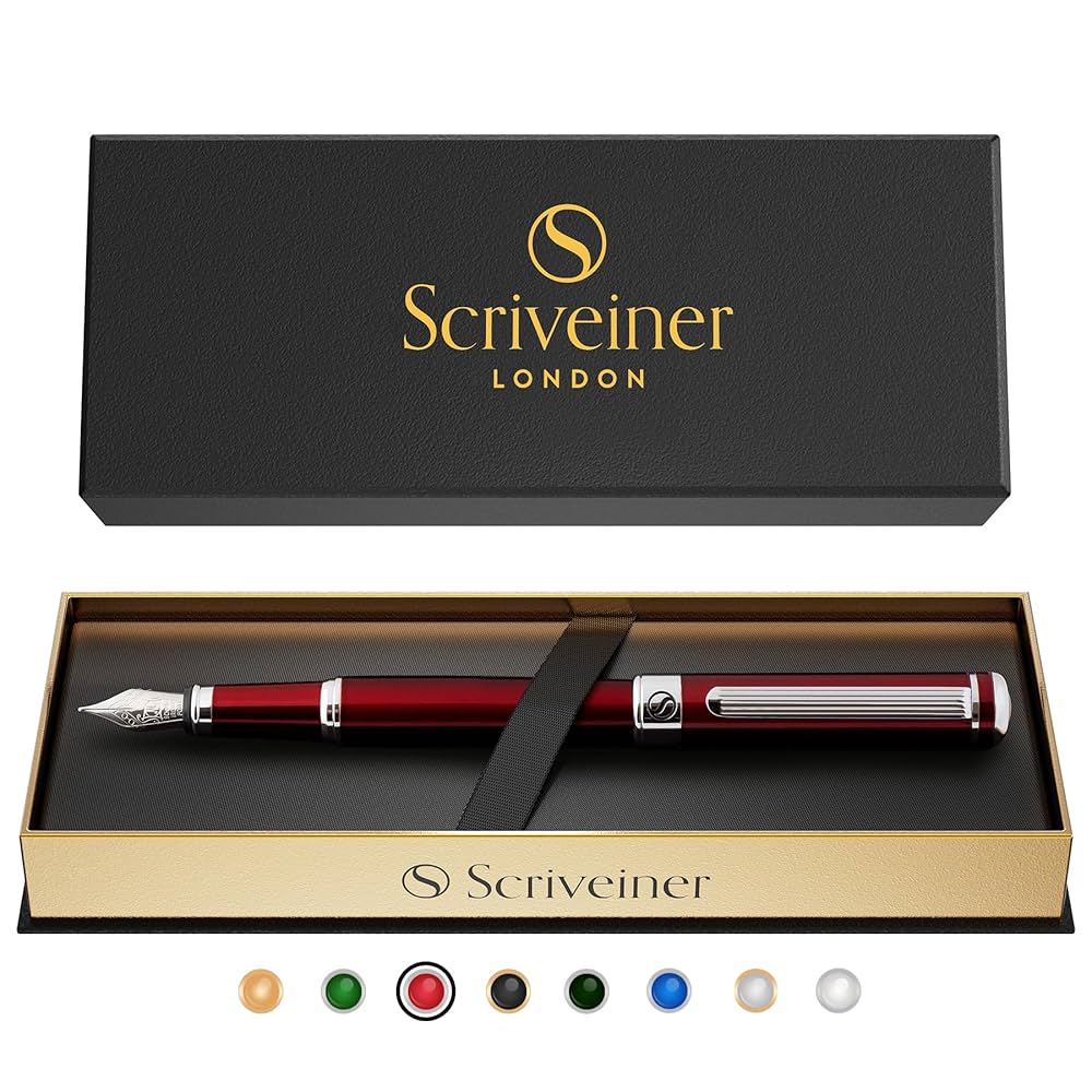 Amazon | Scriveiner 最高級 プレミアム 万年筆 (赤) 魅力的な美